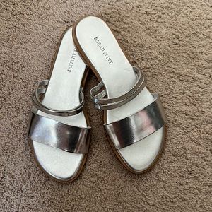 New Sarah Flint silver slide sandals - size 37